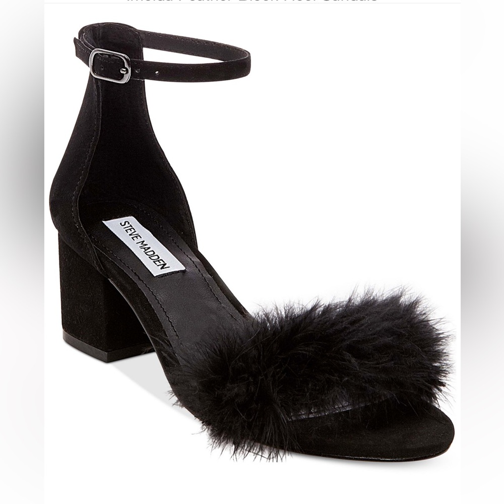 Steve Madden Imelda Black Suede Heels Plush Detail Women’s US Size 8